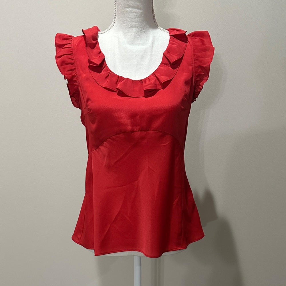 Banana Republic Red Ruffle Blouse